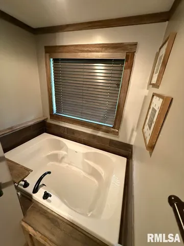 a bathroom with a bathtub
