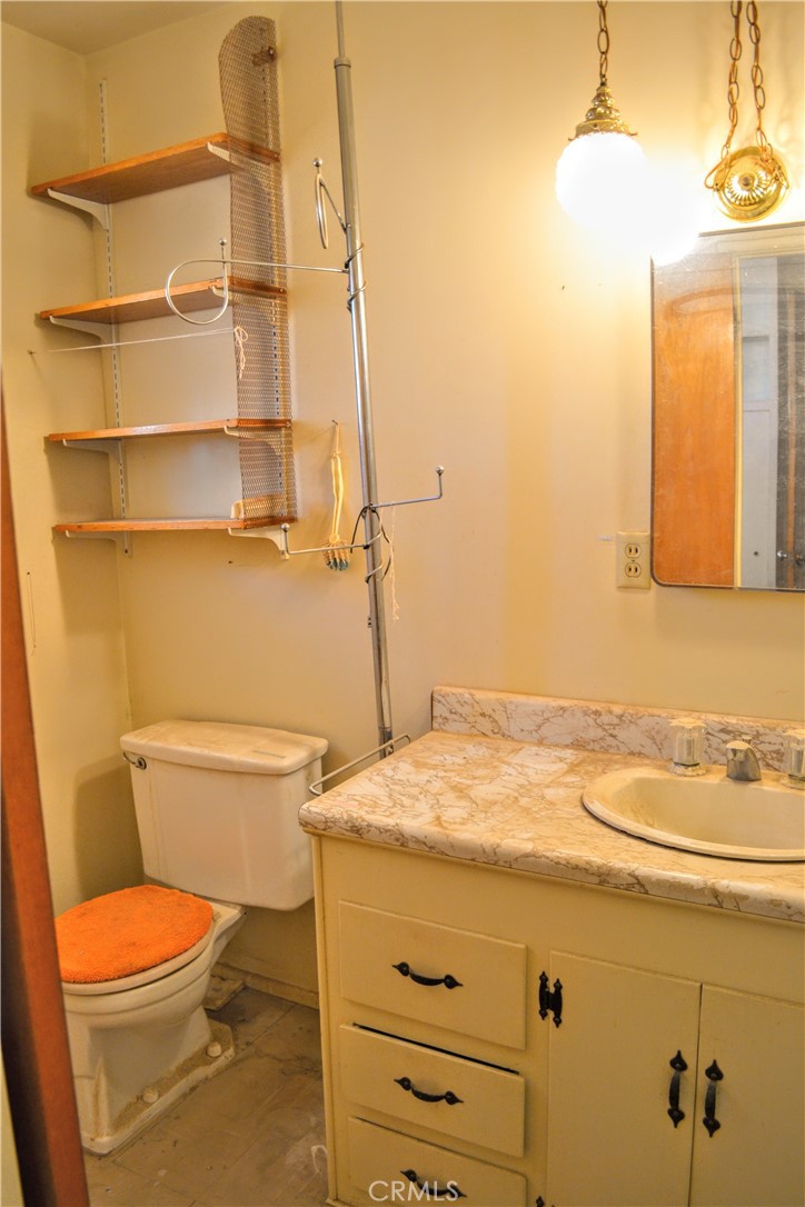 4040 Peter Rabbit Trail Twentynine Palms, CA 92277 - Photo 10 of 28 a bathroom with a sink a toilet and a mirror