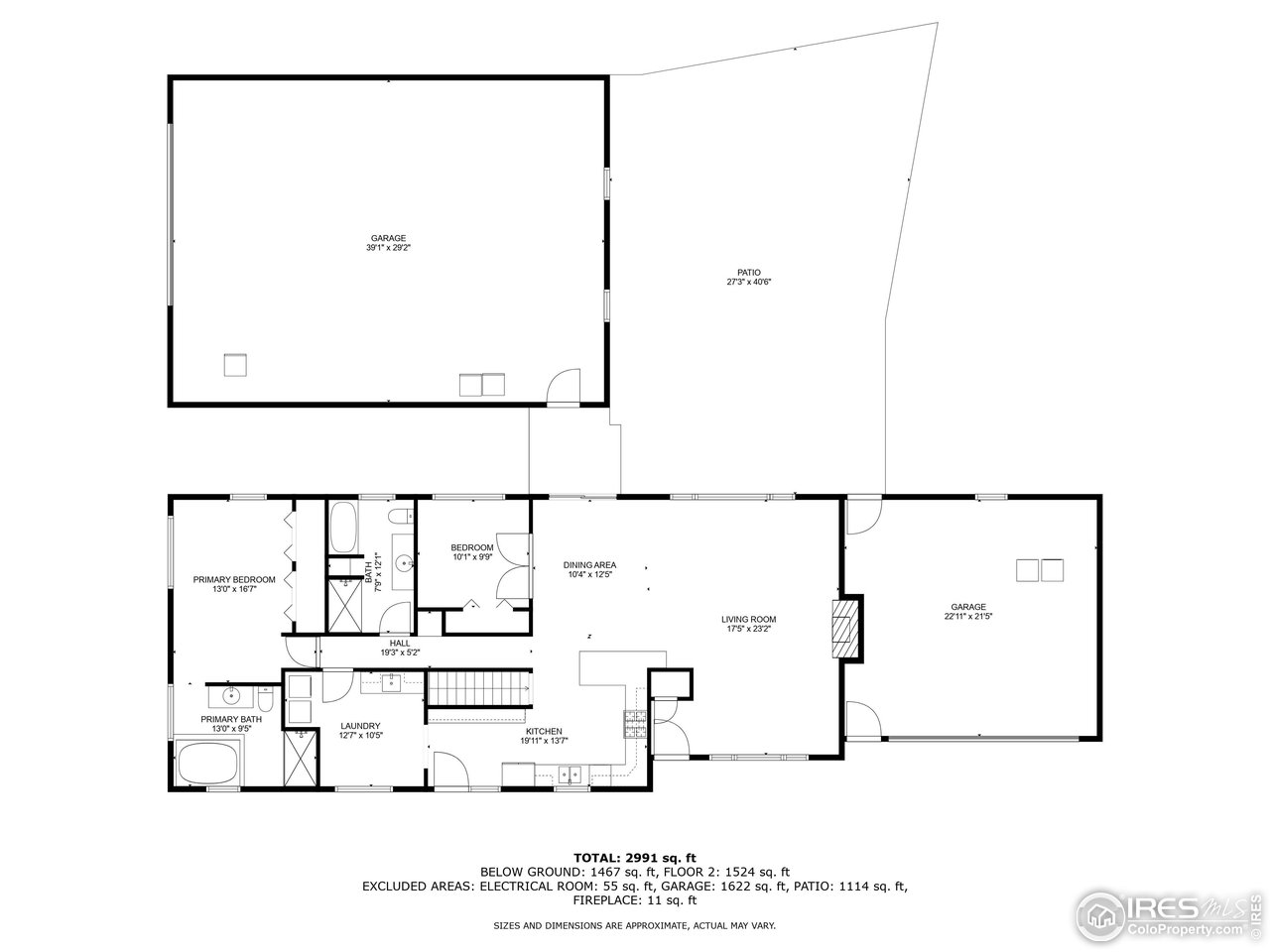 2518 Highland Road Greeley, CO 80634 - Photo 39 of 40 Floor plan (main level) including shop and patio area