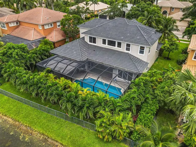 an aerial view of a house