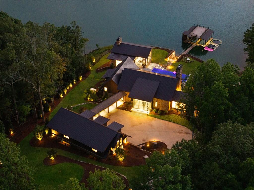 an aerial view of a house