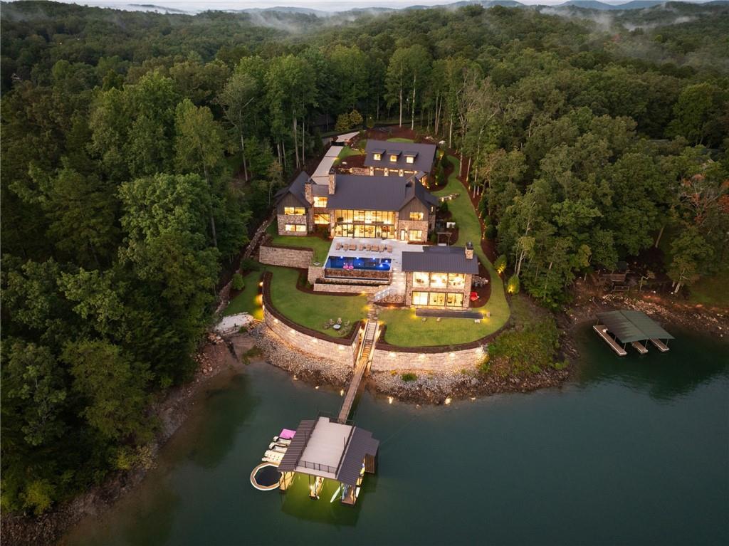 725 Rocky Point Drive Morganton, GA 30560 - Photo 13 of 157 an aerial view of a house with a garden and lake view