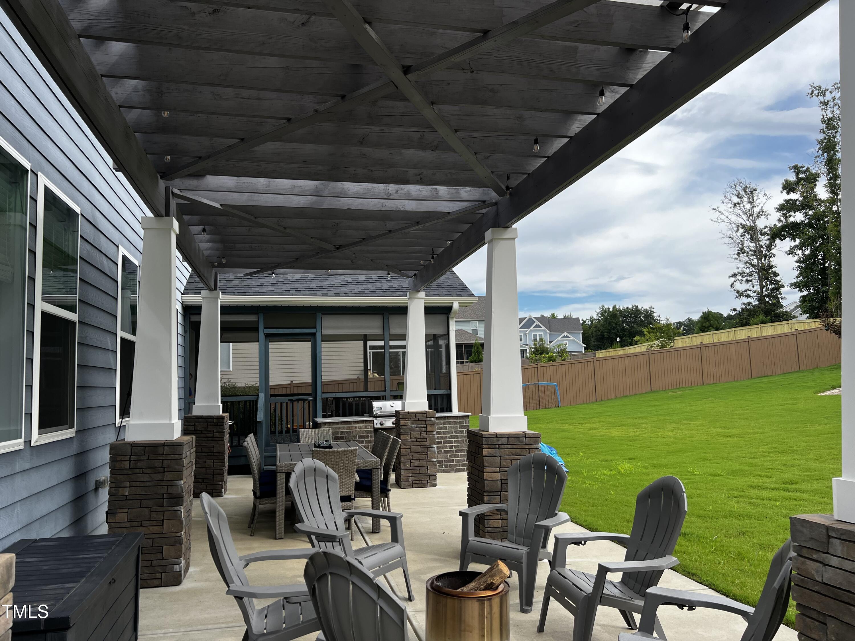 3015 Freeman Farm Way Rolesville, NC 27571 - Photo 47 of 50 a view of a patio with couches chairs potted plants and a swimming pool
