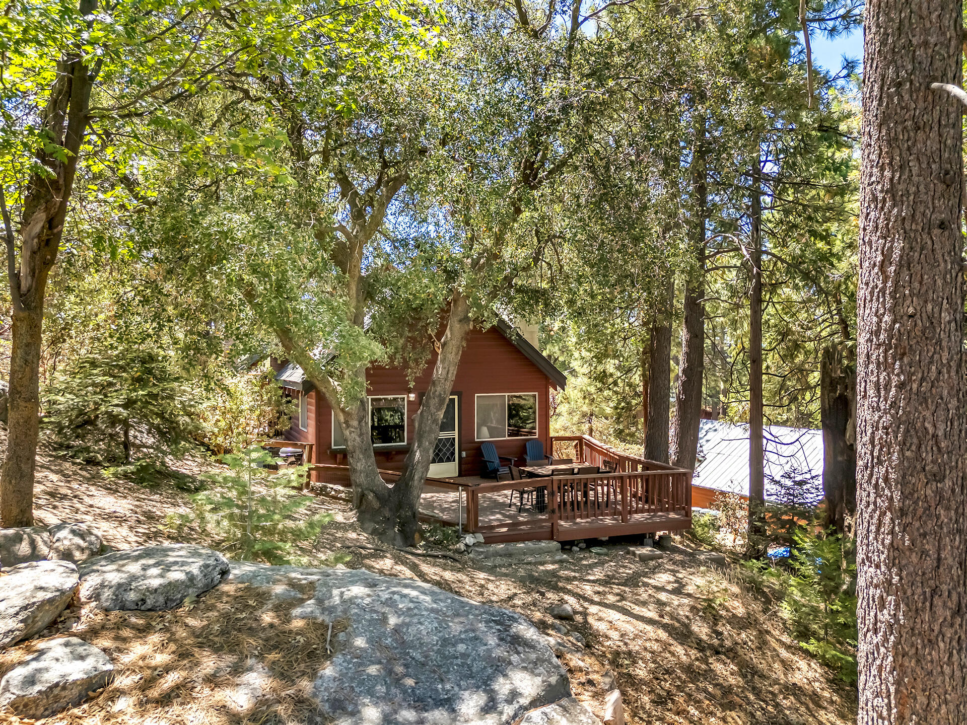 52646 Chickadee Lane Idyllwild, CA 92549 - Photo 68 of 73 a view of a house with a large tree and a yard