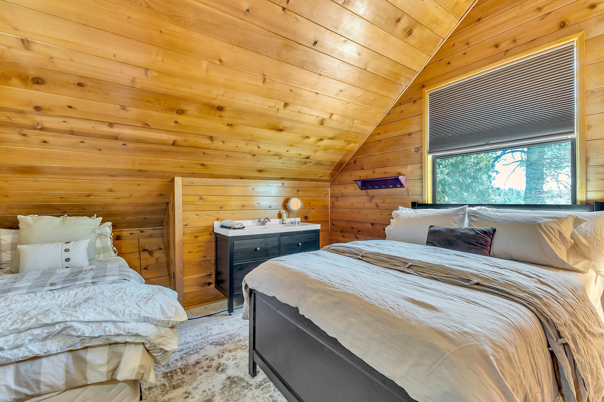 52646 Chickadee Lane Idyllwild, CA 92549 - Photo 7 of 73 a bedroom with a bed and wooden floor