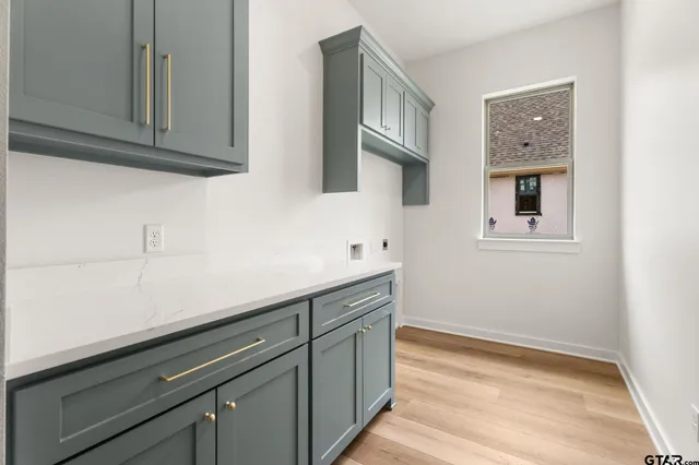 a view of cabinets and wooden floor