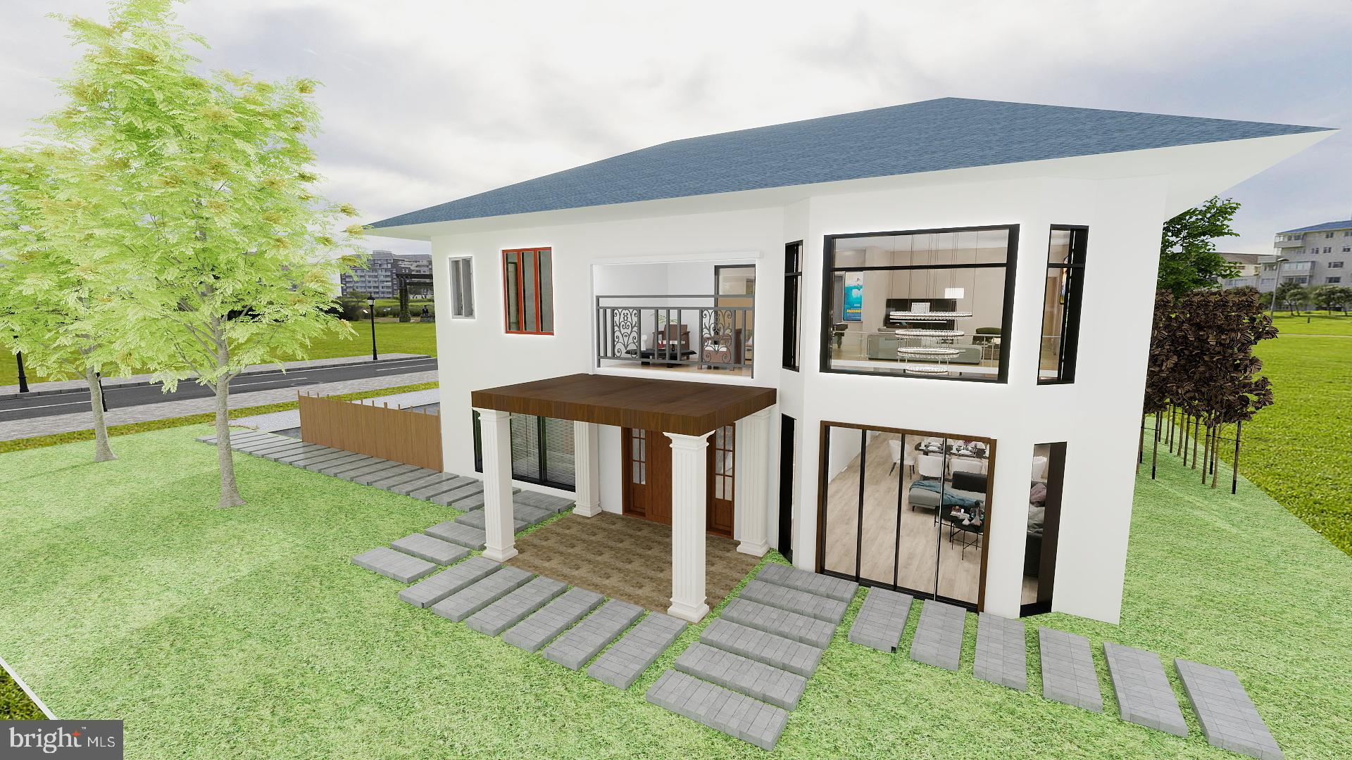 a view of a house with backyard porch and sitting area