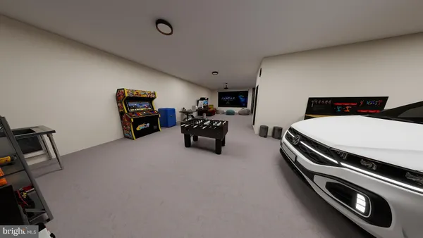 a view of a livingroom with furniture and staircase