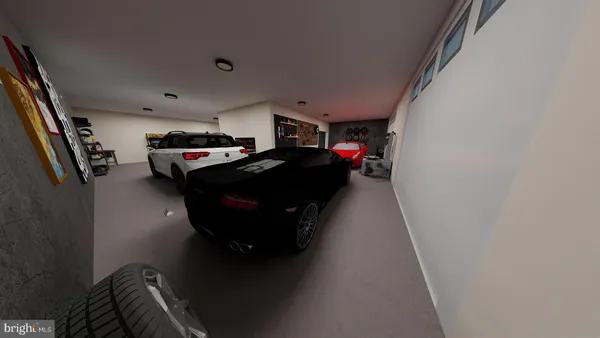 a view of a hallway with stainless steel appliances with wooden floor