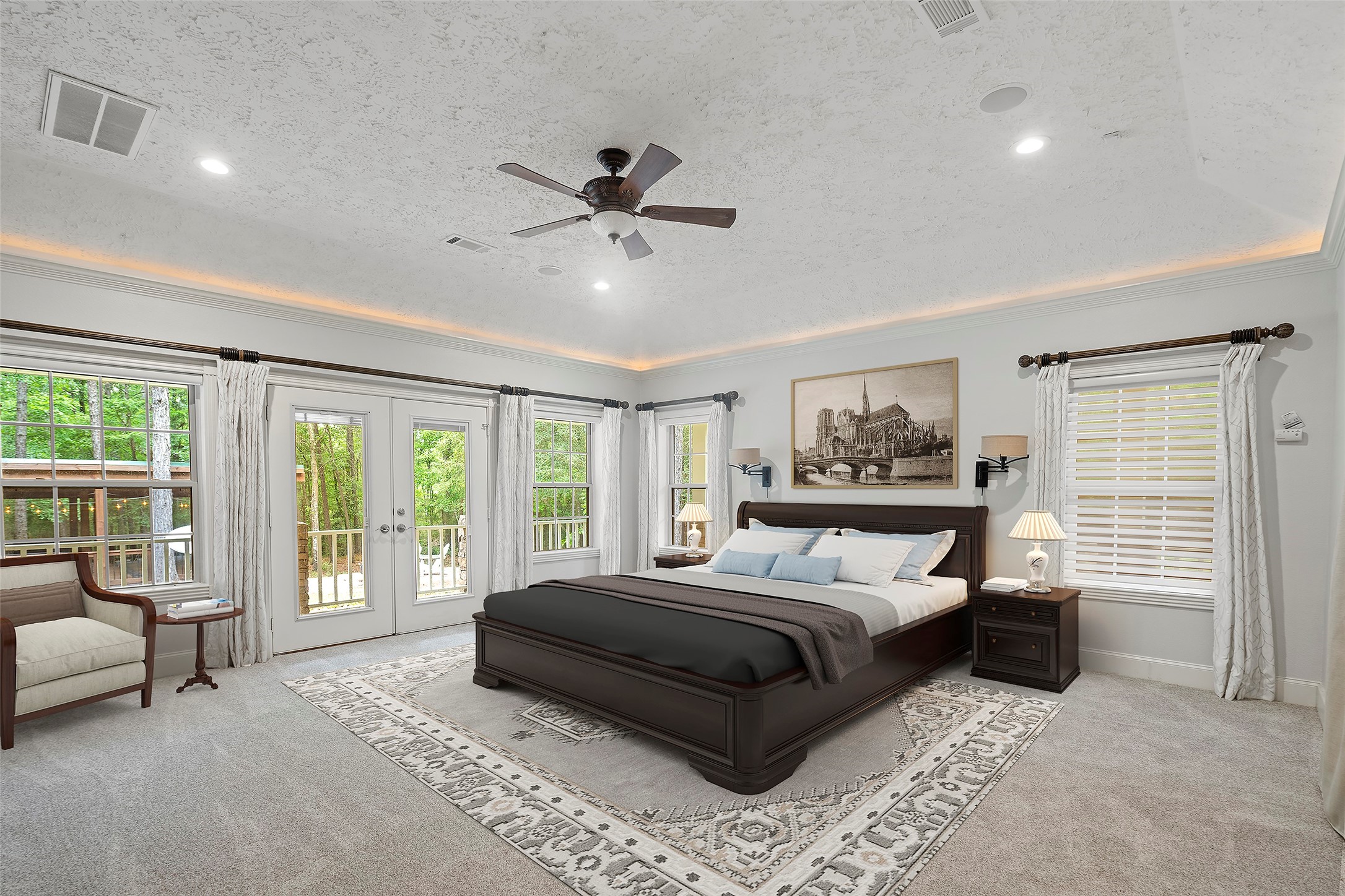 519 Dodge-Oakhurst Road Huntsville, TX 77320 - Photo 22 of 50 a bedroom with a bed and a couch