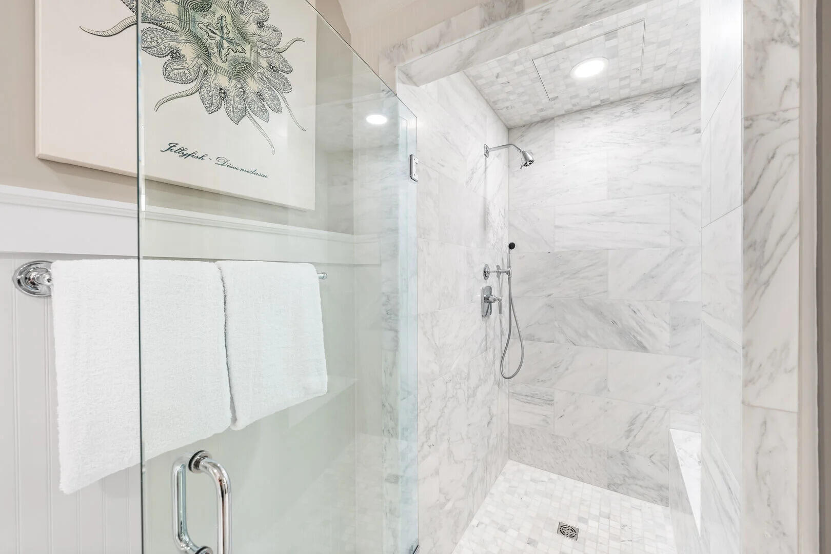 104 North Barrett Square, Unit 2A Inlet Beach, FL 32461 - Photo 27 of 44 a bathroom with a glass shower door