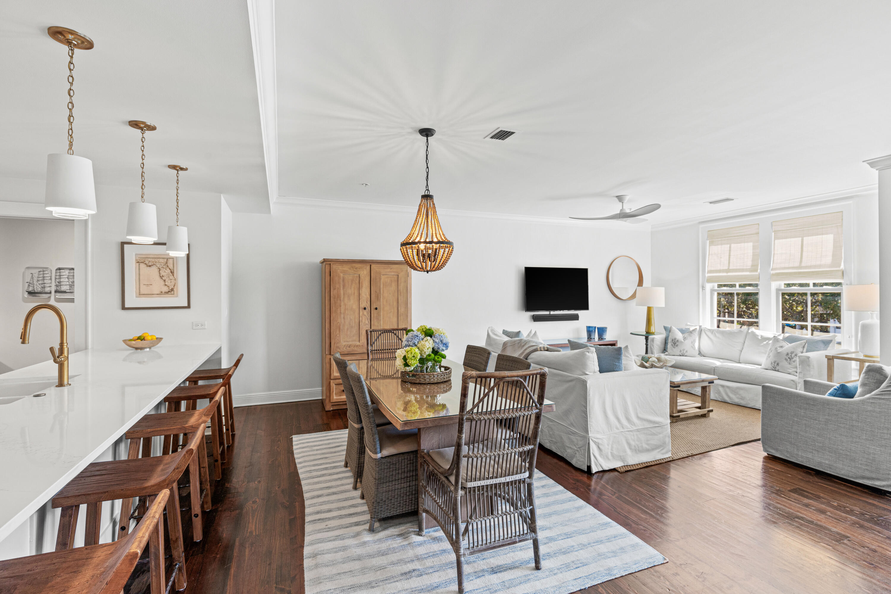 104 North Barrett Square, Unit 2A Inlet Beach, FL 32461 - Photo 10 of 44 a living room with fireplace furniture and a flat screen tv