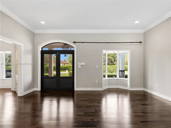 a view of livingroom with wooden floor