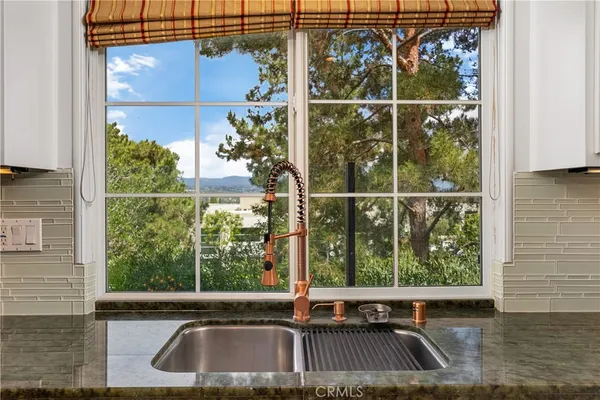 a view of a floor to ceiling window and potted plants