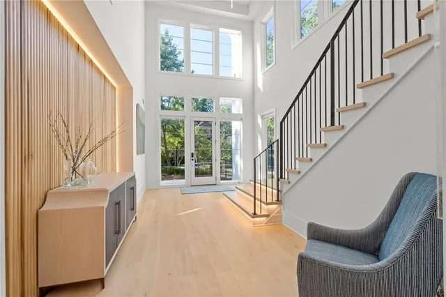 a view of an entryway with a front door