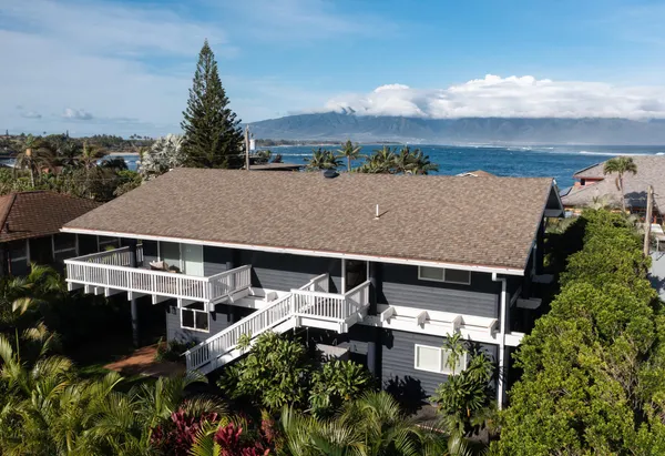 an aerial view of a house