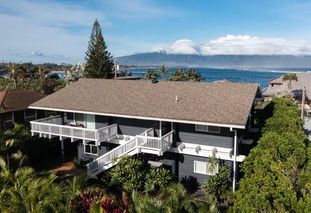an aerial view of a house