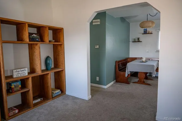 a room that has a bed and closet