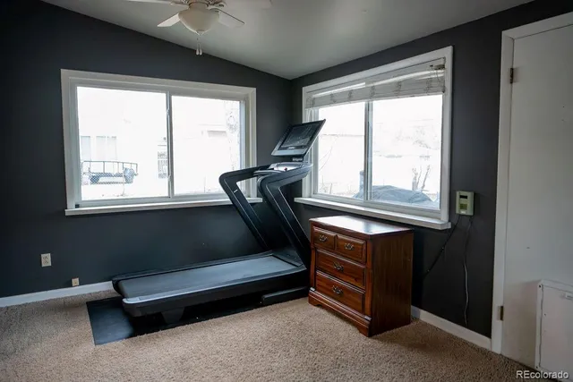 a sitting area with window