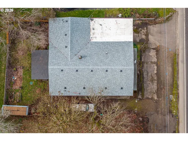 an aerial view of a house