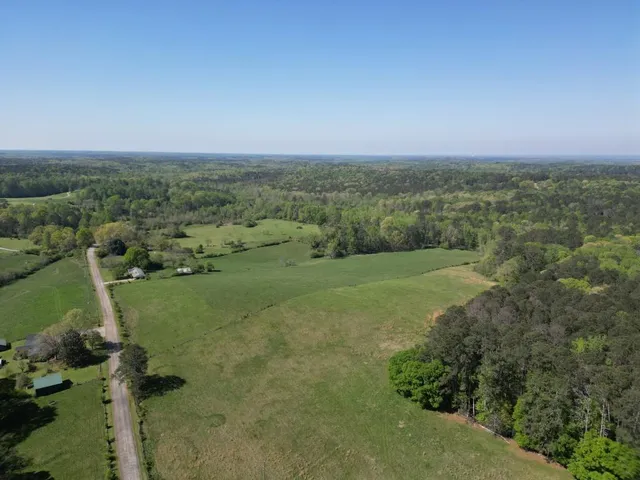 an aerial view of a houses with a yard