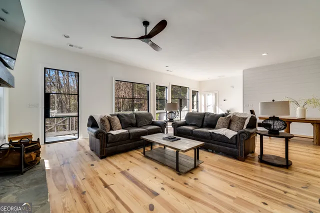 a living room with furniture