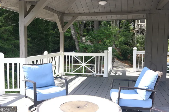 a view of a patio on the deck