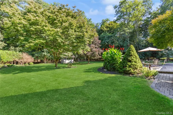 a green field with lots of trees