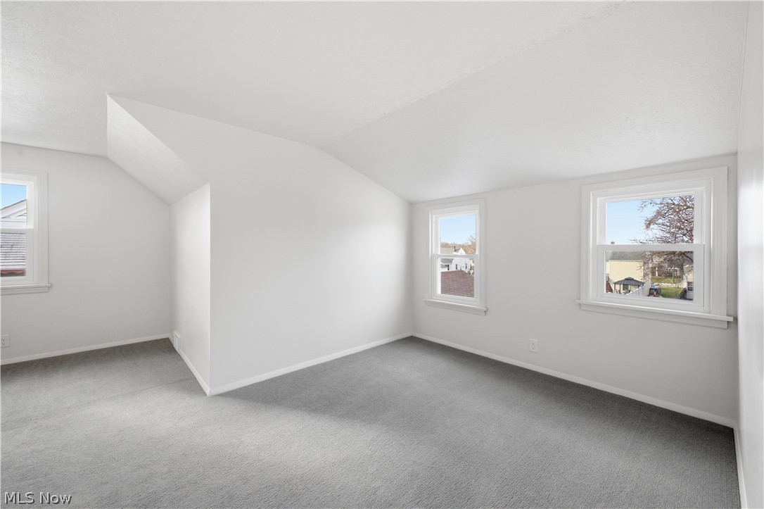 227 Wilson Street Struthers, OH 44471 - Photo 28 of 44 Additional living space with healthy amount of natural light, carpet floors, and lofted ceiling