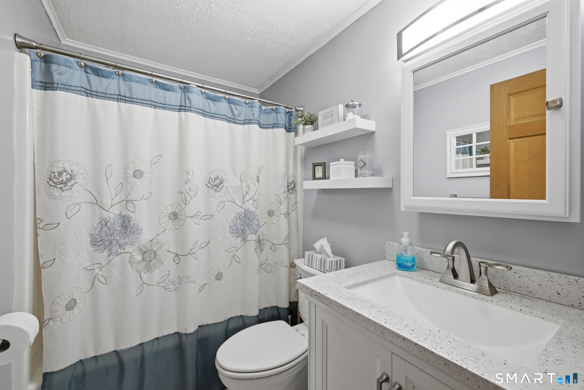 141 Hop River Road Coventry, CT 06238 - Photo 13 of 40 a bathroom with a sink a toilet and shower curtain