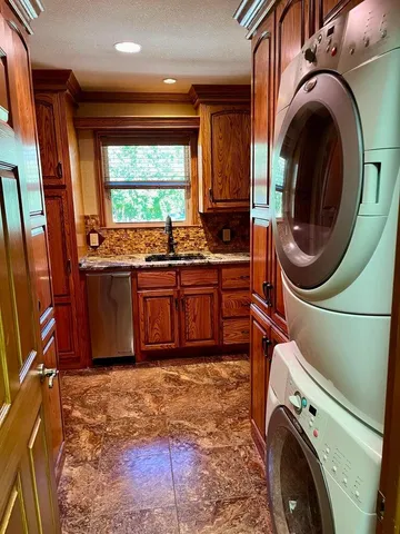 an empty room with a workbench