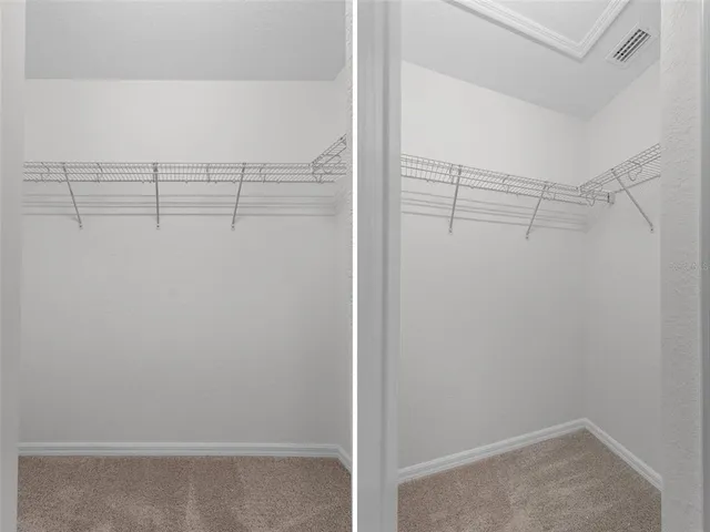 a view of a room with racks on the wall