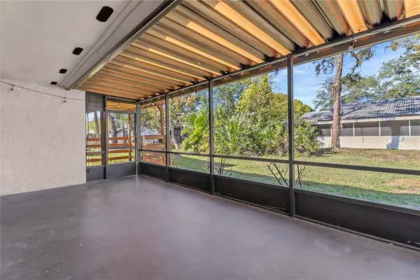 a view of park with wooden floor