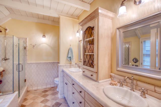 655 Bayview Drive Aptos, CA 95003 - Photo 33 of 48 a bathroom with a double vanity sink mirror and shower