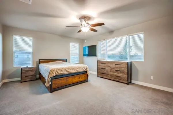 an empty room with wooden door