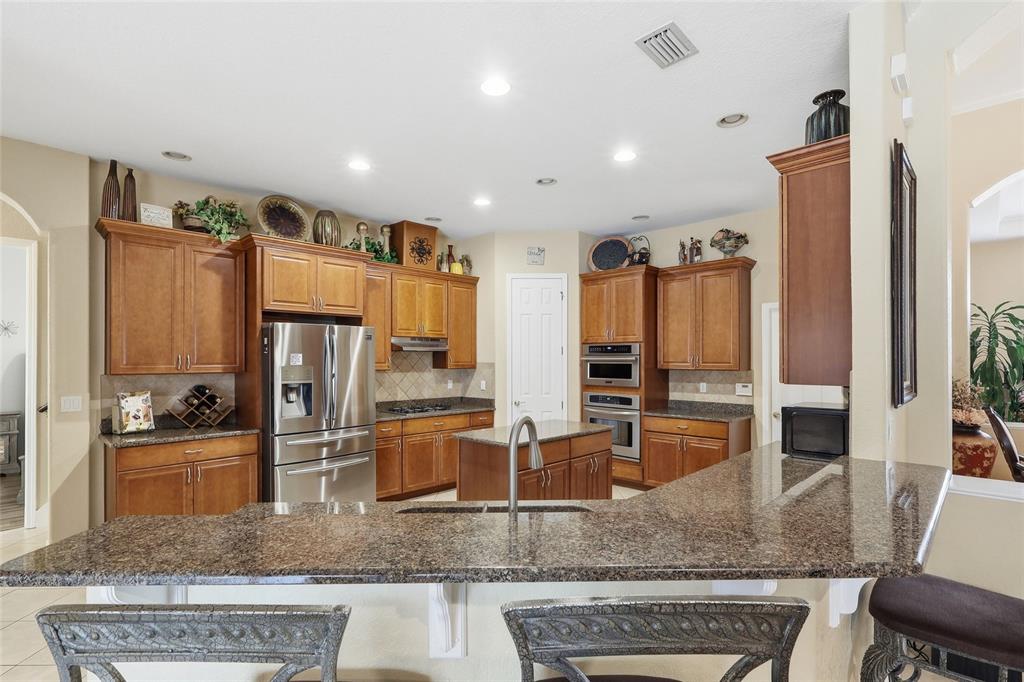 11749 Newberry Grove Loop Riverview, FL 33579 - Photo 12 of 54 a kitchen with stainless steel appliances granite countertop a sink stove and refrigerator