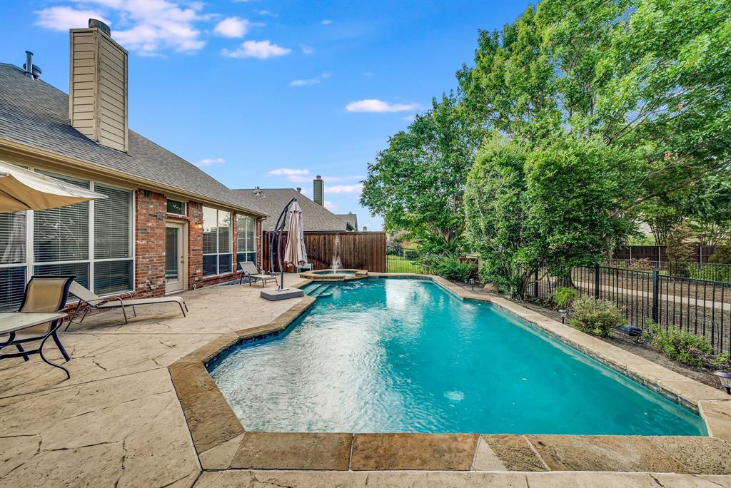 2524 Windgate Drive Frisco, TX 75033 - Photo 34 of 38 a swimming pool with outdoor seating and yard
