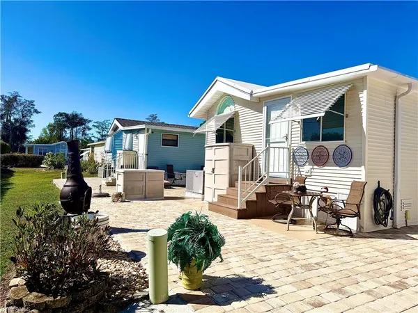 a view of a house with a patio