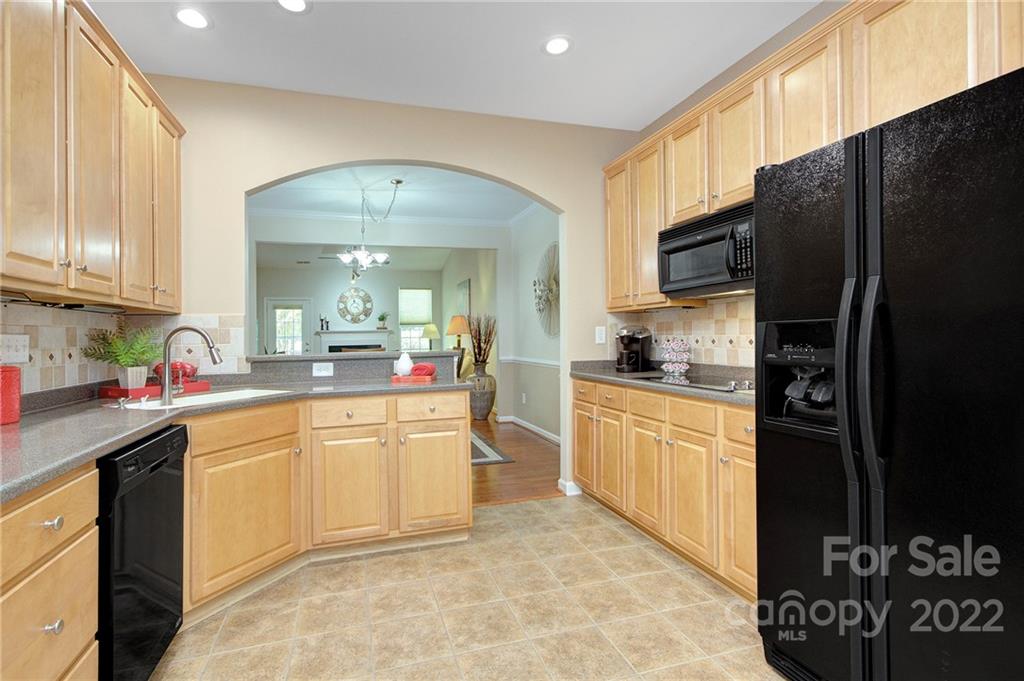 256 Garnet Court Fort Mill, SC 29708 - Photo 8 of 34 a kitchen with stainless steel appliances a refrigerator sink and cabinets