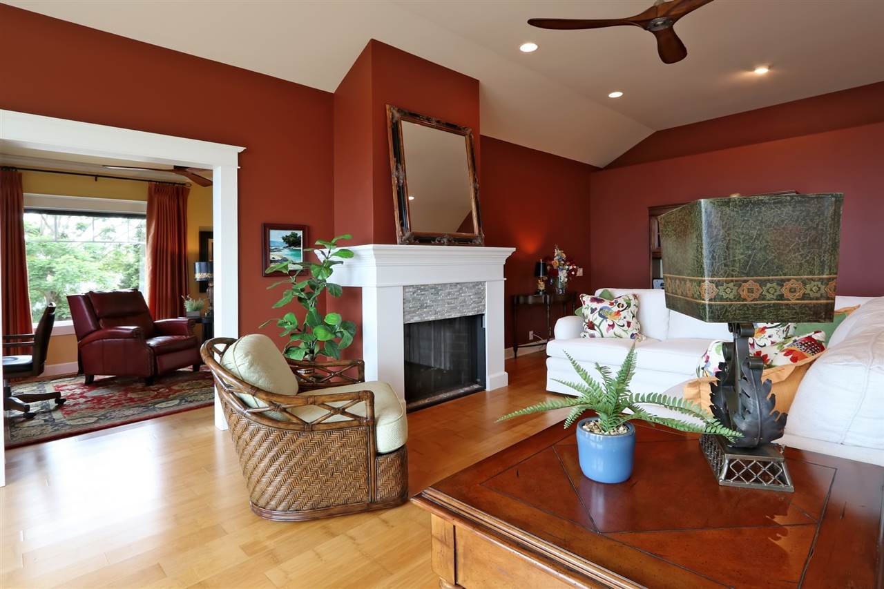 1268 Lower Kimo Drive Kula, HI 96790 - Photo 2 of 30 a living room with furniture a fireplace and a potted plant