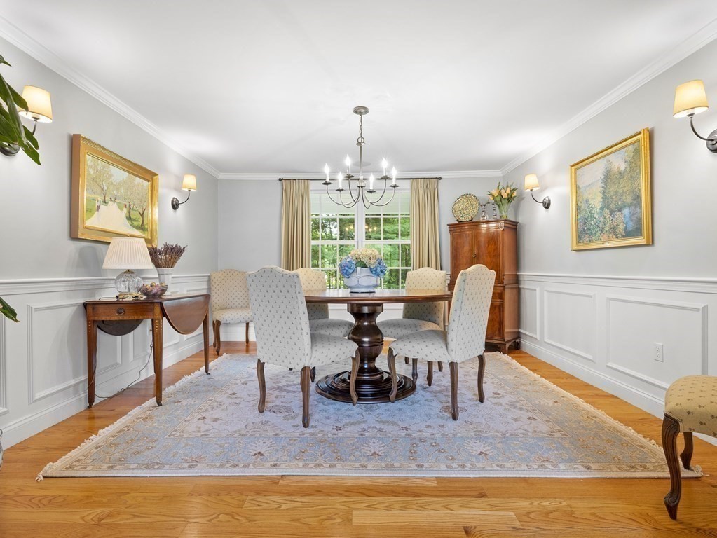 20 Jackson Road Sherborn, MA 01770 - Photo 8 of 29 a dining room with furniture and window or chandelier