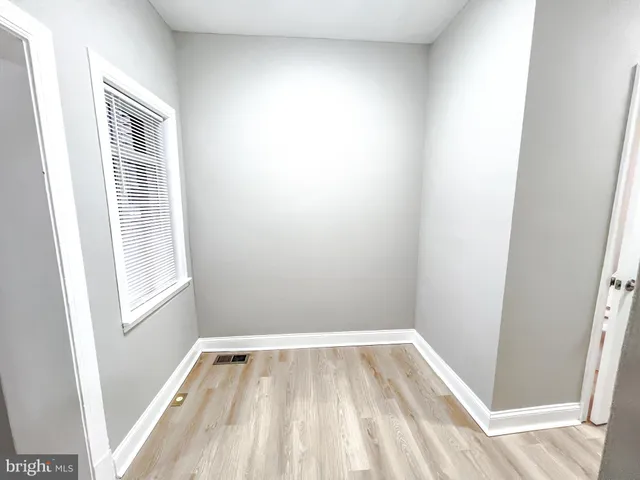 a view of a small space with a window