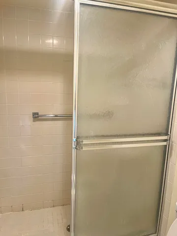 a view of a room with racks on the wall