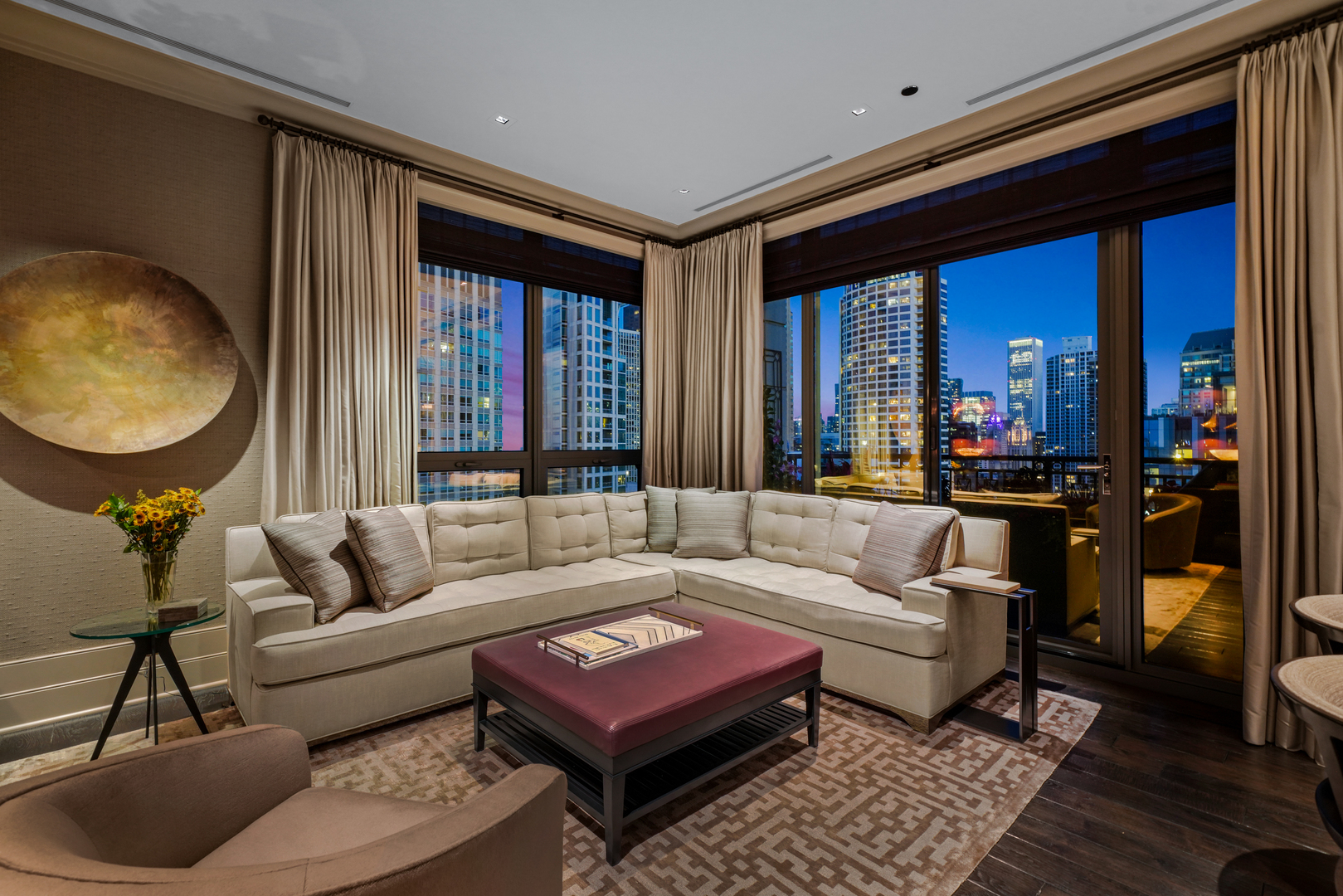 10 East Delaware Place, Unit 34A Chicago, IL 60611 - Photo 12 of 51 a living room with furniture and a large window