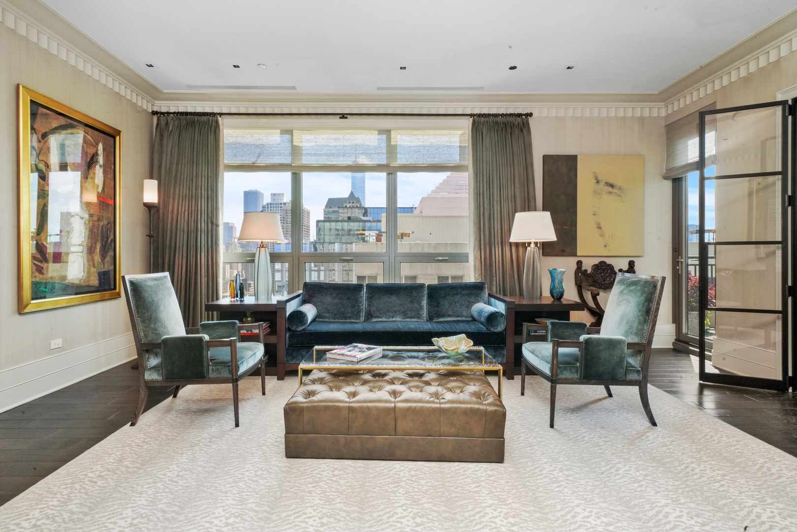 10 East Delaware Place, Unit 34A Chicago, IL 60611 - Photo 18 of 51 a living room with furniture and a large window