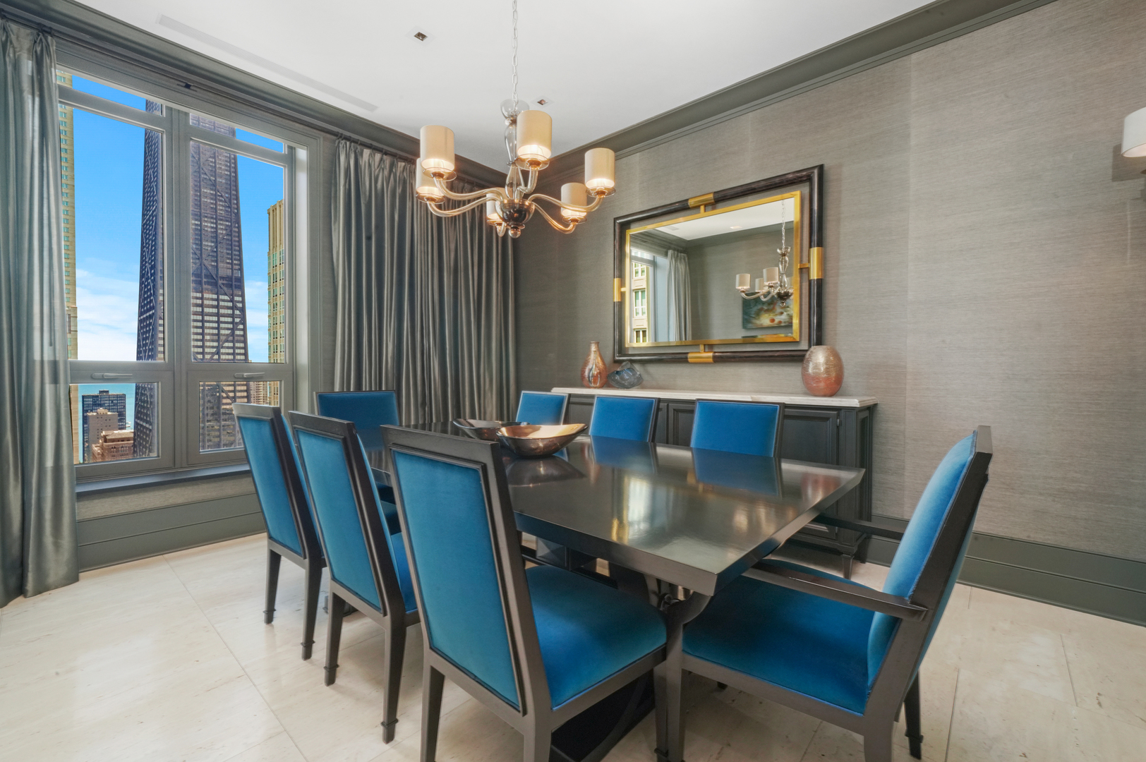 10 East Delaware Place, Unit 34A Chicago, IL 60611 - Photo 37 of 51 a view of a dining room with furniture window and wooden floor