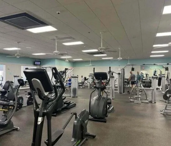 a view of a room with gym equipment