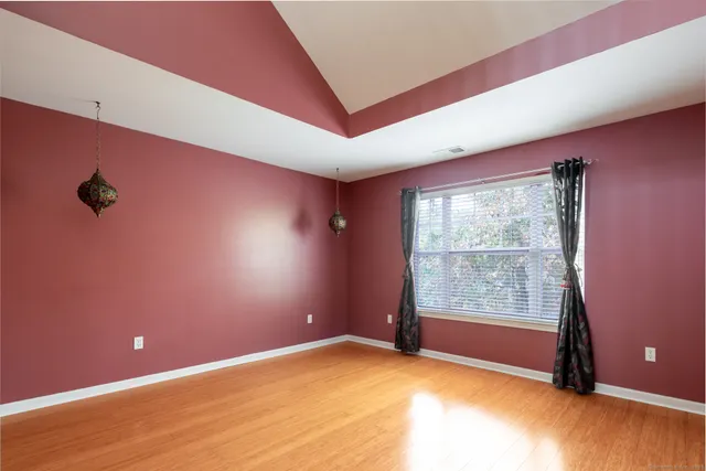 an empty room with windows