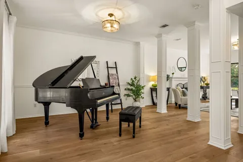 a living room with furniture