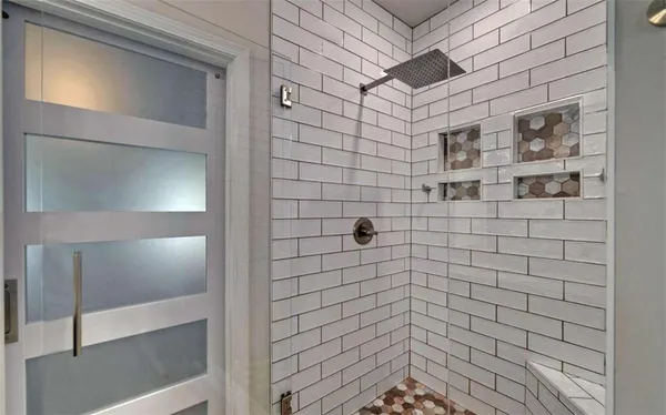 a bathroom with a shower